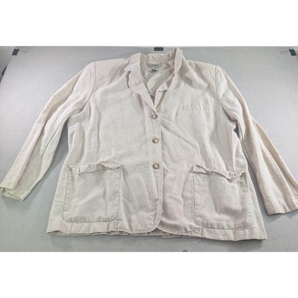 VTG LL Bean Womens 20 Blazer Made in HONG KONG Color is Bone White PLUS-SIZE